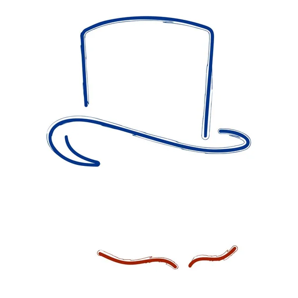 白い背景に隔離された口ひげの帽子のブラシベクトルイラスト — ストックベクタ