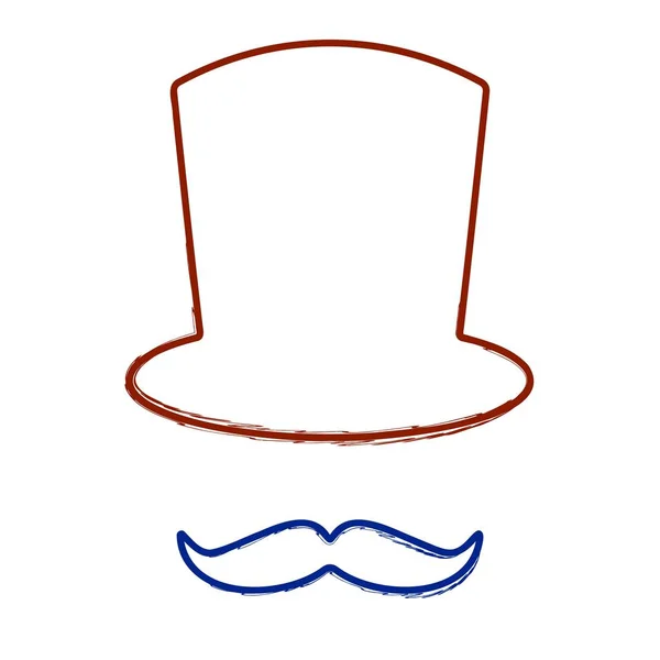 Mustache Hat Brush Isolated White Background Vector Illustration — Stock Vector