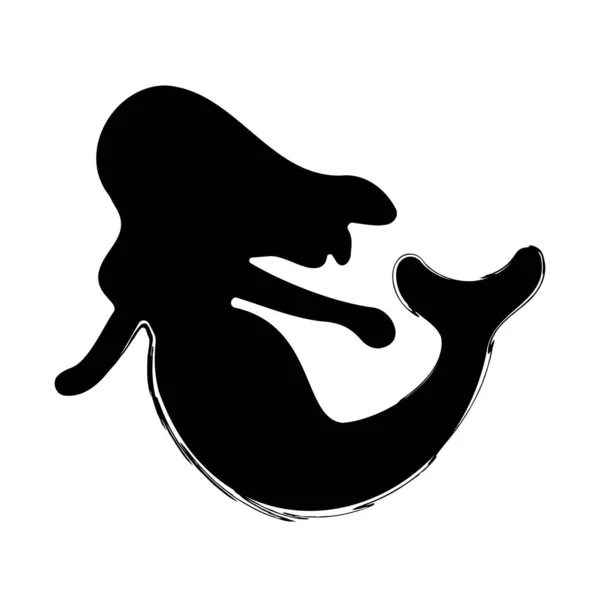 Pennello Sirena Sfondo Bianco Illustrazione Vettoriale — Vettoriale Stock