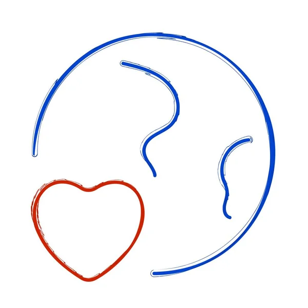Planète Amour Brosse Sur Fond Blanc Illustration Vectorielle — Image vectorielle
