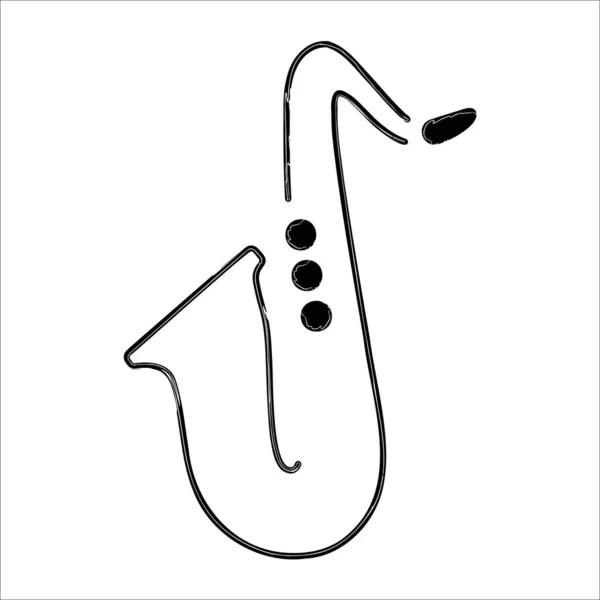 Saxofoon Borstel Geïsoleerd Witte Achtergrond Vector Illustratie — Stockvector
