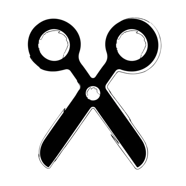 Scissors Brush Isolated White Background Vector Illustration — Stock Vector