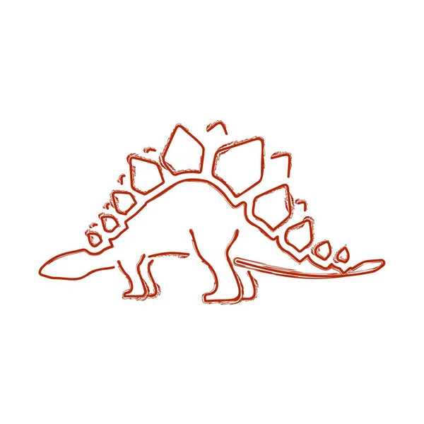 Beyaz Arkaplanda Stegosaur Fırçası Vektör Illüstrasyonu — Stok Vektör