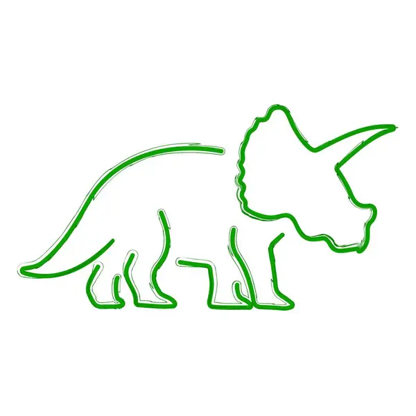 Pinsel Triceratops Auf Weißem Hintergrund Vektorillustration — Stockvektor