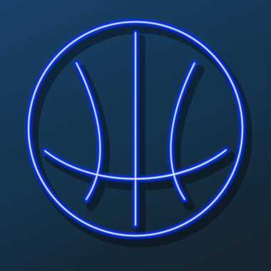 Basketbol topu neon ışığı, modern parlayan pankart tasarımı.