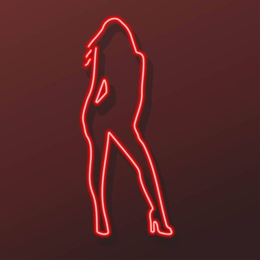 Güzel kız neon ışığı, modern parlayan pankart tasarımı.