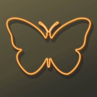 Kelebek neon ışığı, modern parlayan pankart tasarımı.