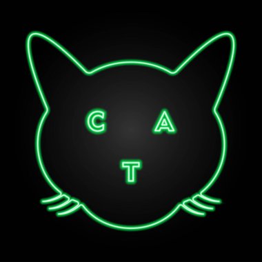 kedi neon ışığı, modern parlayan pankart tasarımı.