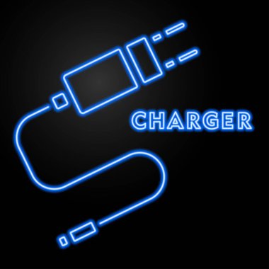 Charger neon işareti, modern parlayan pankart tasarımı.