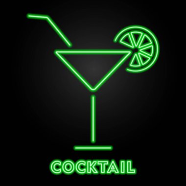 cocktail neon sign, modern glowing banner design.