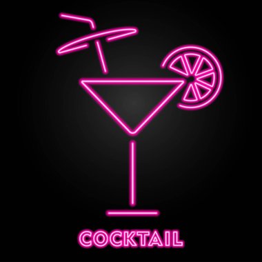 cocktail neon sign, modern glowing banner design.