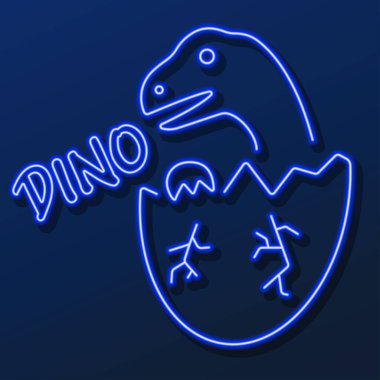 Dino yumurtası neon ışığı, modern parlayan pankart tasarımı.