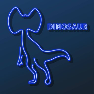 dilophosaurus neon işareti, modern parlayan pankart tasarımı.