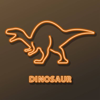 Dinozor neon ışığı, modern parlayan pankart tasarımı.
