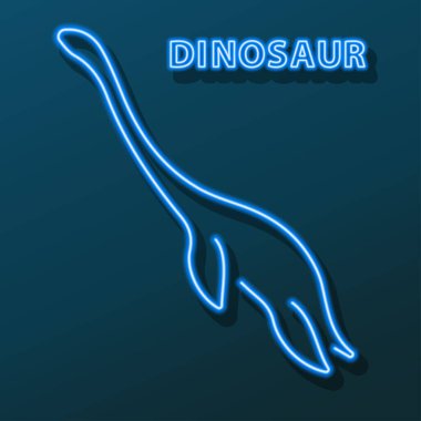 Dinozor neon ışığı, modern parlayan pankart tasarımı.