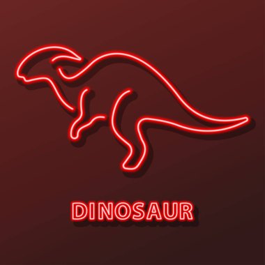 Dinozor neon ışığı, modern parlayan pankart tasarımı.