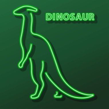Dinozor neon ışığı, modern parlayan pankart tasarımı.