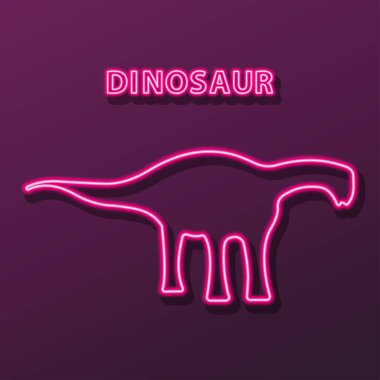Dinozor neon ışığı, modern parlayan pankart tasarımı.