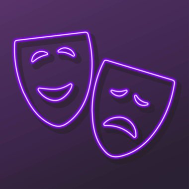 Duygular neon ışığı, modern parlayan pankart tasarımı.