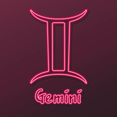 Gemini neon ışığı, modern parlayan pankart tasarımı.