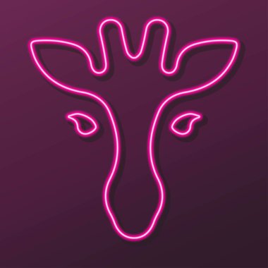 Zürafa yüzü neon ışığı, modern parlayan pankart tasarımı.