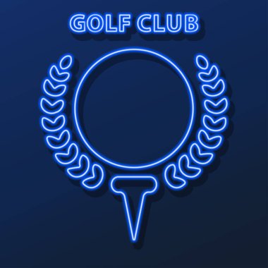 Golf neon ışığı, modern parlayan pankart tasarımı.