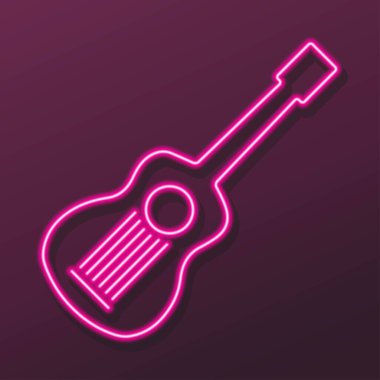guitar neon sign, modern glowing banner design.