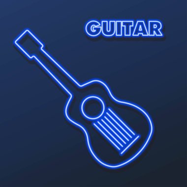 guitar neon sign, modern glowing banner design.
