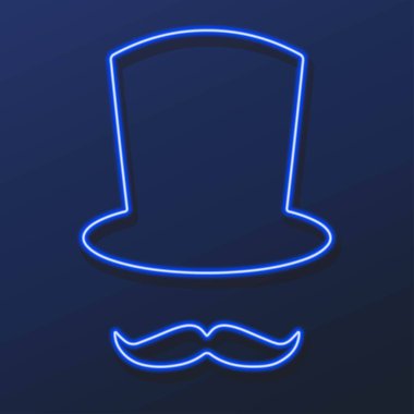 Bıyıklı neon tabela, modern parlayan pankart tasarımı.