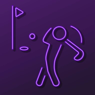 Golf neon ışığı, modern parlayan pankart tasarımı.