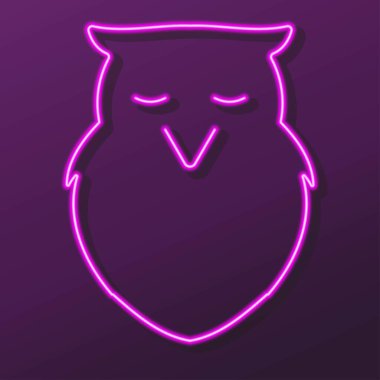 Baykuş neon ışığı, modern parlayan pankart tasarımı.