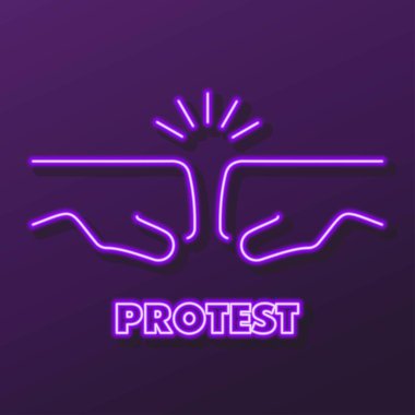 Yüzleşme yumruğu neon ışığı, modern parlayan pankart tasarımı.