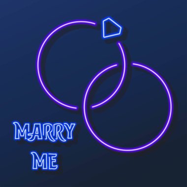 Halkalar neon ışığı, modern parlayan pankart tasarımı.