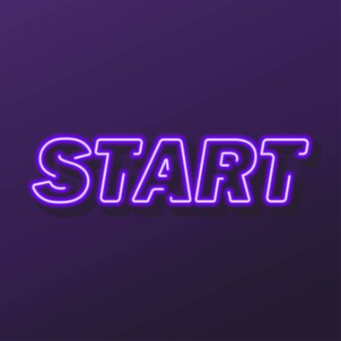 metin neon işaretini başlat, modern parlayan pankart tasarımı.