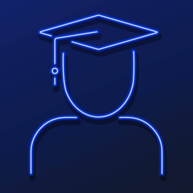 Öğrenci neon ışığı, modern parlayan pankart tasarımı.