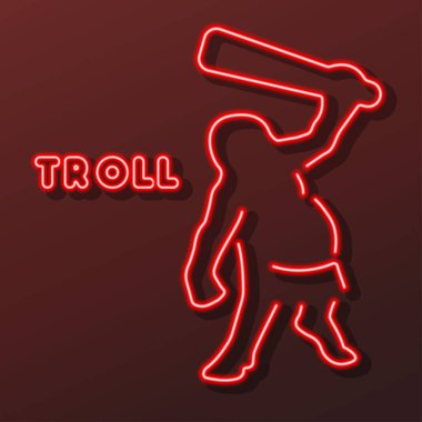 Trol neon işareti, modern parlayan pankart tasarımı.