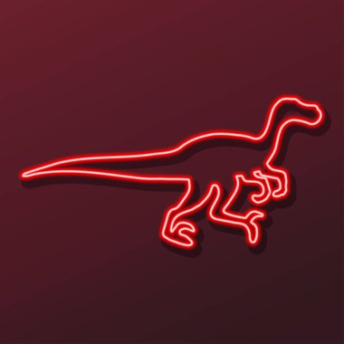 Velociraptor neon işareti, modern parlayan pankart tasarımı.