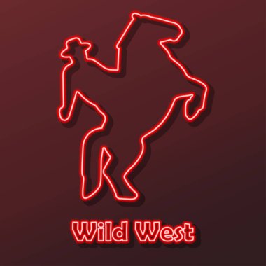 Vahşi batı neon ışığı, modern parlayan pankart tasarımı.