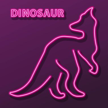 Dinozor neon ışığı, modern parlayan pankart tasarımı.