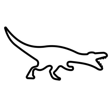 Beyaz arkaplanda izole edilmiş dinozor simgesi, vektör illüstrasyonu.