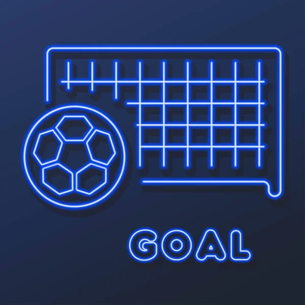Futbol hedefi neon ışığı, modern parlayan pankart tasarımı.