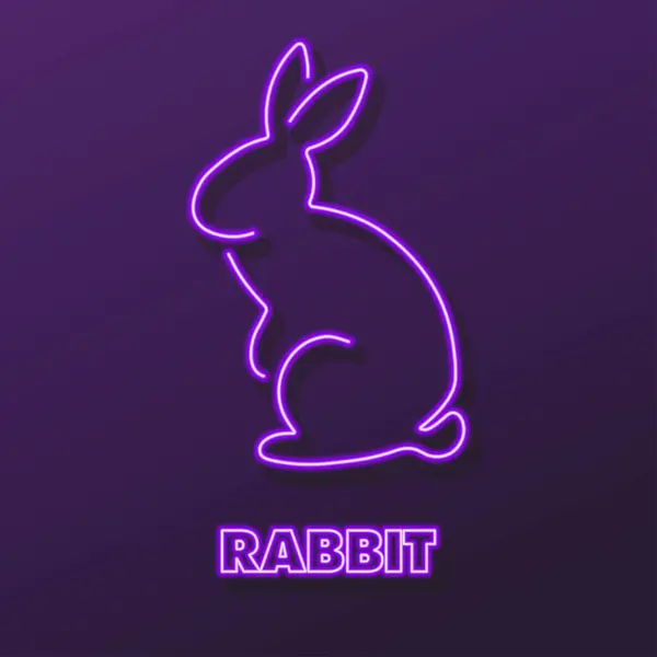 Tavşan neon ışığı, modern parlayan pankart tasarımı.