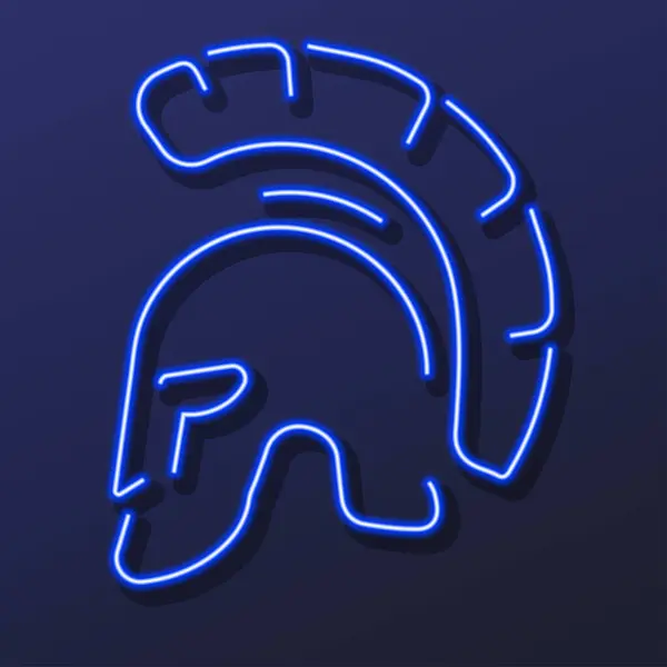 Krijger Helm Neon Teken Moderne Gloeiende Banner Ontwerp Rechtenvrije Stockvectors