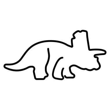 triceratops simgesi beyaz arkaplanda izole edildi, vektör illüstrasyonu.