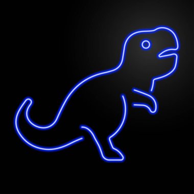 Dinozor neon ışığı, modern parlayan pankart tasarımı.