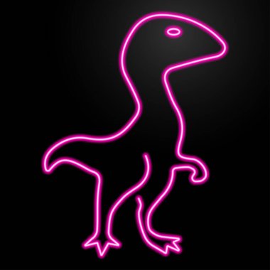 Dinozor neon ışığı, modern parlayan pankart tasarımı.