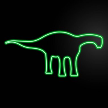 diplodocus neon işareti, modern parlayan bayrak tasarımı.