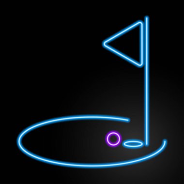 Golf neon ışığı, modern parlayan pankart tasarımı.