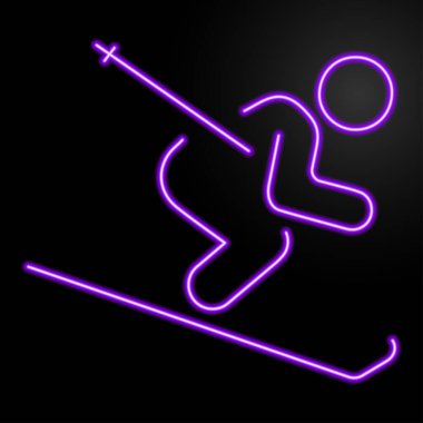 Kayakçı neon ışığı, modern parlayan pankart tasarımı.