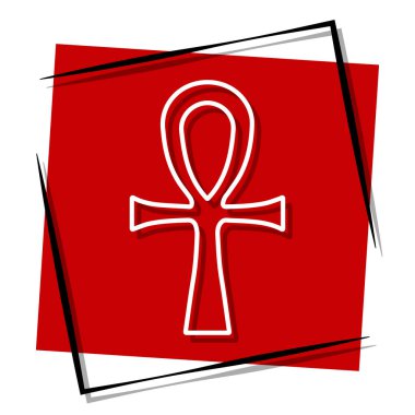 Ankh kırmızı pankart çerçevede. Vektör illüstrasyonu.